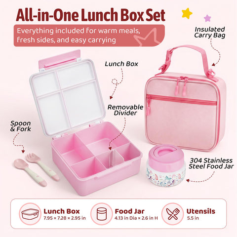 FAJSL bento box open view showing four compartments for portion control