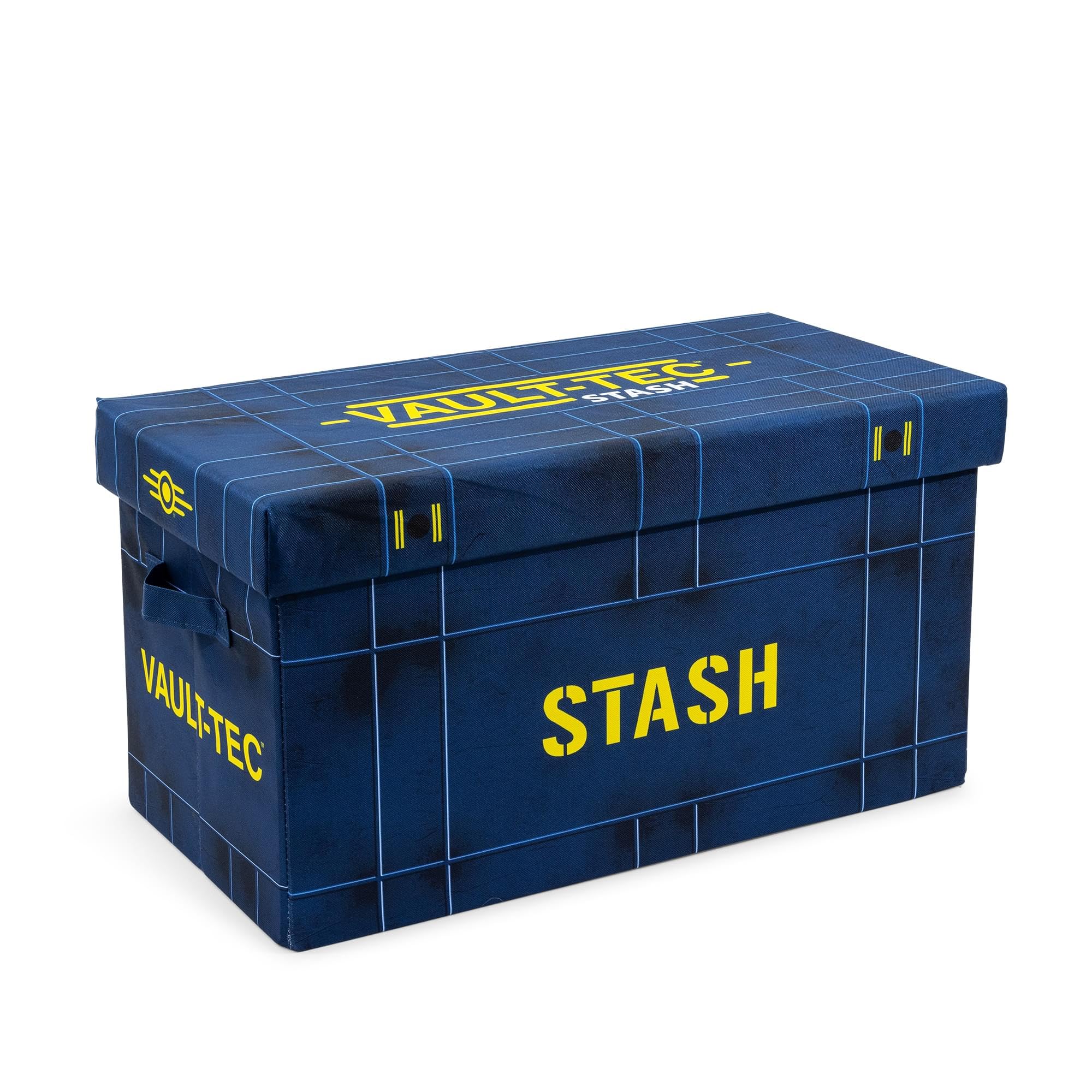 Fallout Vault-Tec front packaging showing branded storage bin and neat organization benefit