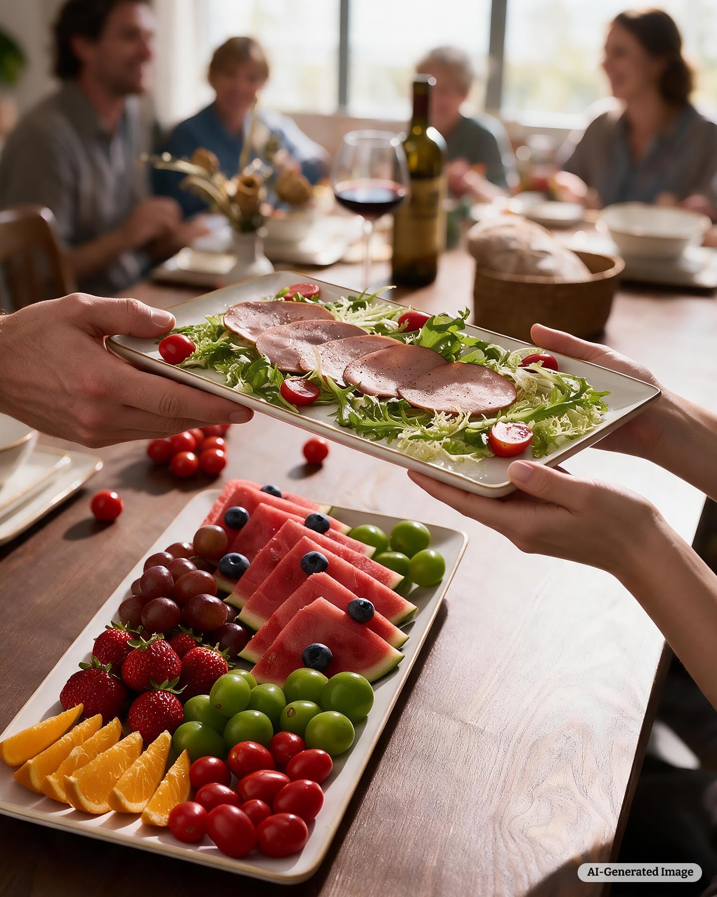 famiware large platter holding roasted meat, presents food beautifully