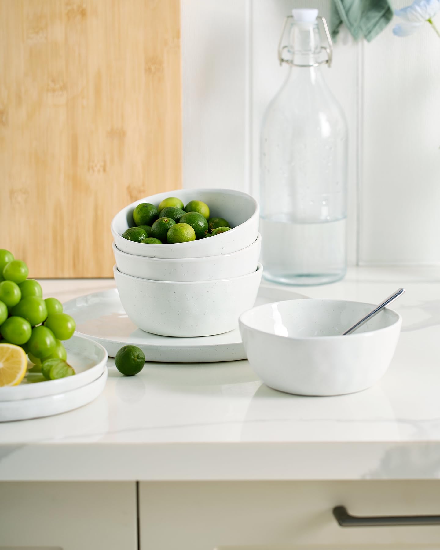 famiware side profile of 5.5-inch cereal bowl showing depth and spill-control benefit