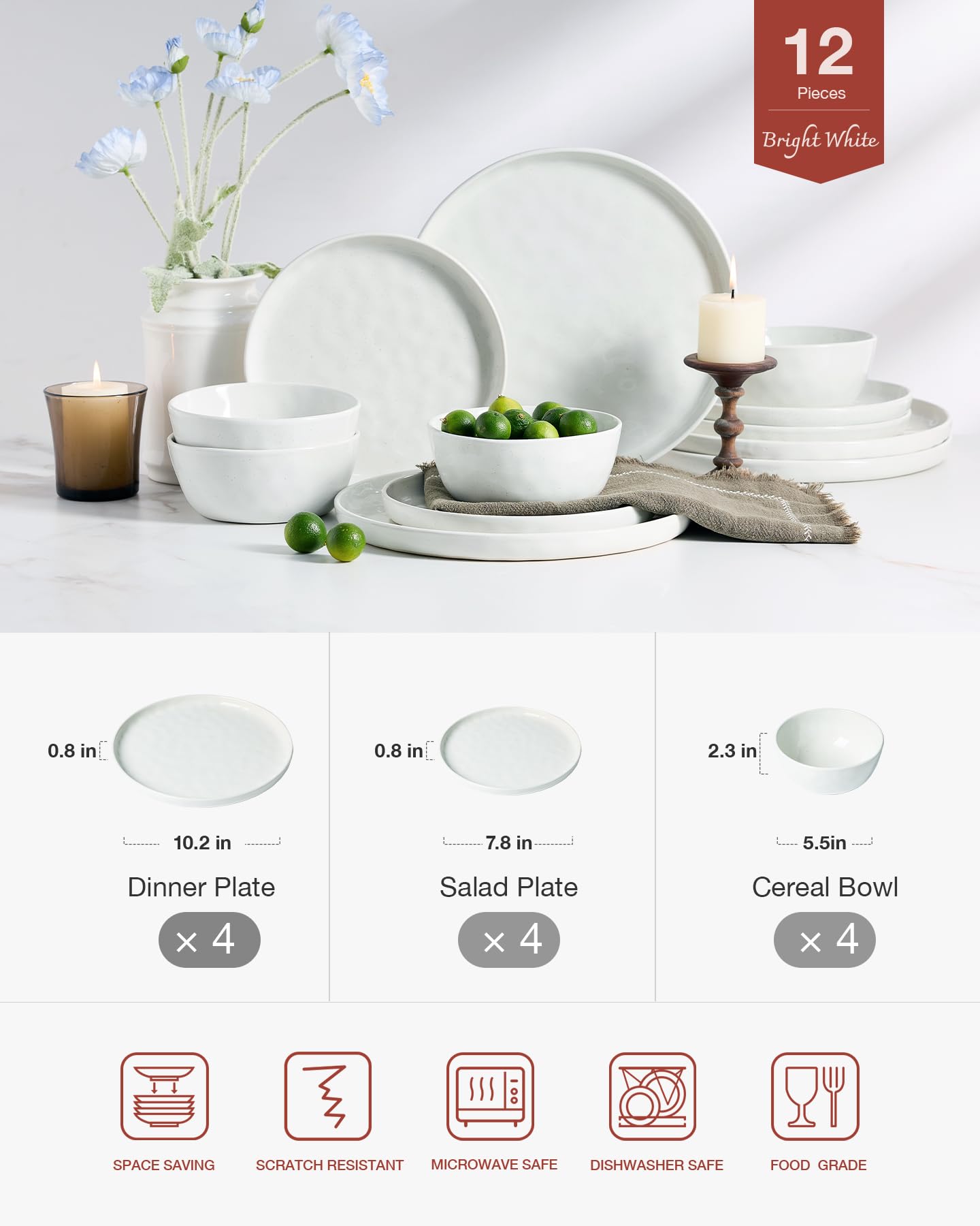 famiware close-up of 10.25-inch dinner plate showing durable rim and meal presentation benefit