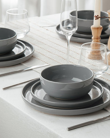 Famiware stacked 8-inch salad plate and 5.75-inch bowl showing space-saving storage benefit
