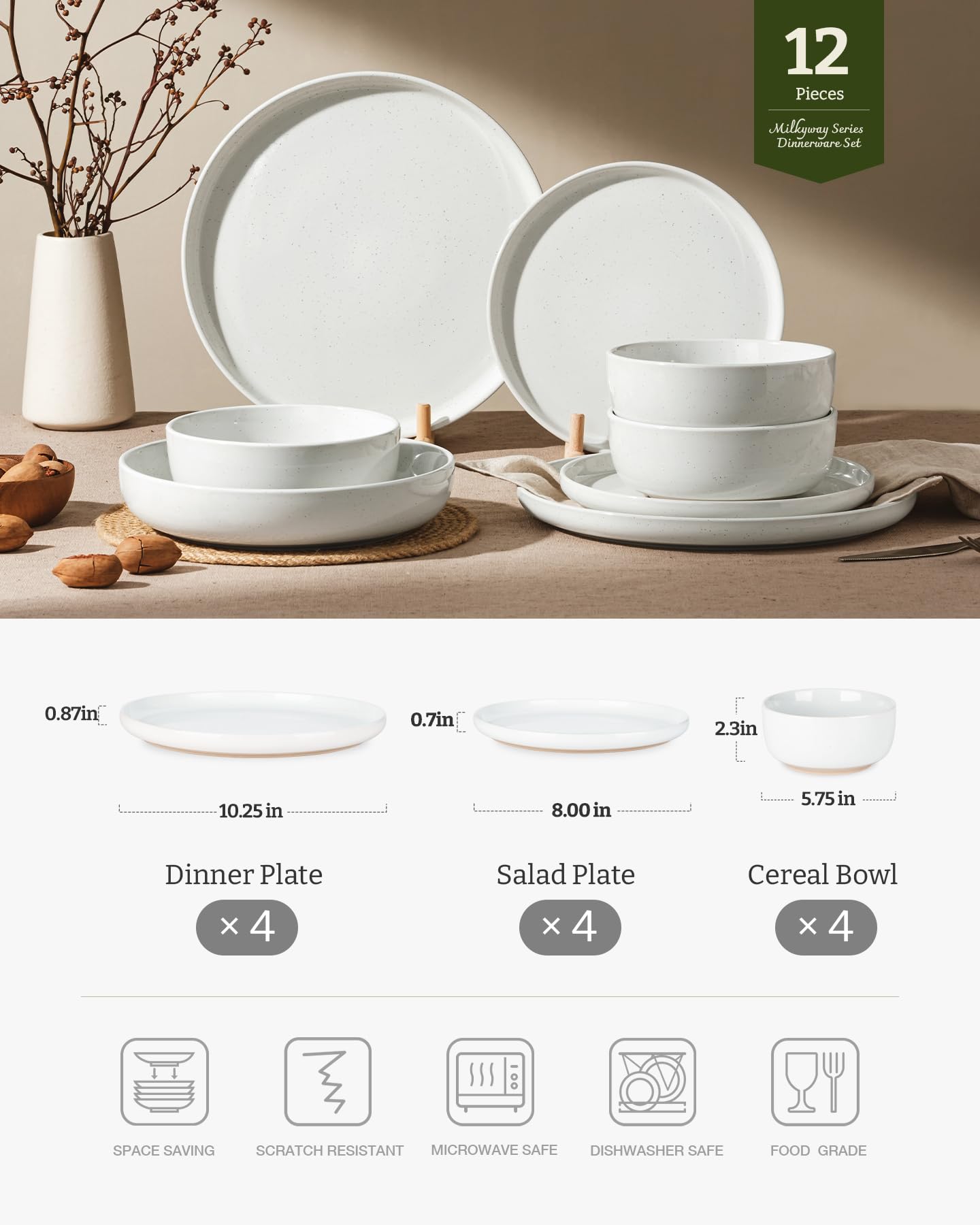 Famiware stacked plates and bowls top view highlighting compact storage benefit