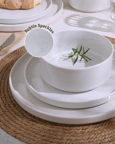 Famiware stacked plates and bowls demonstrating compact storage benefit