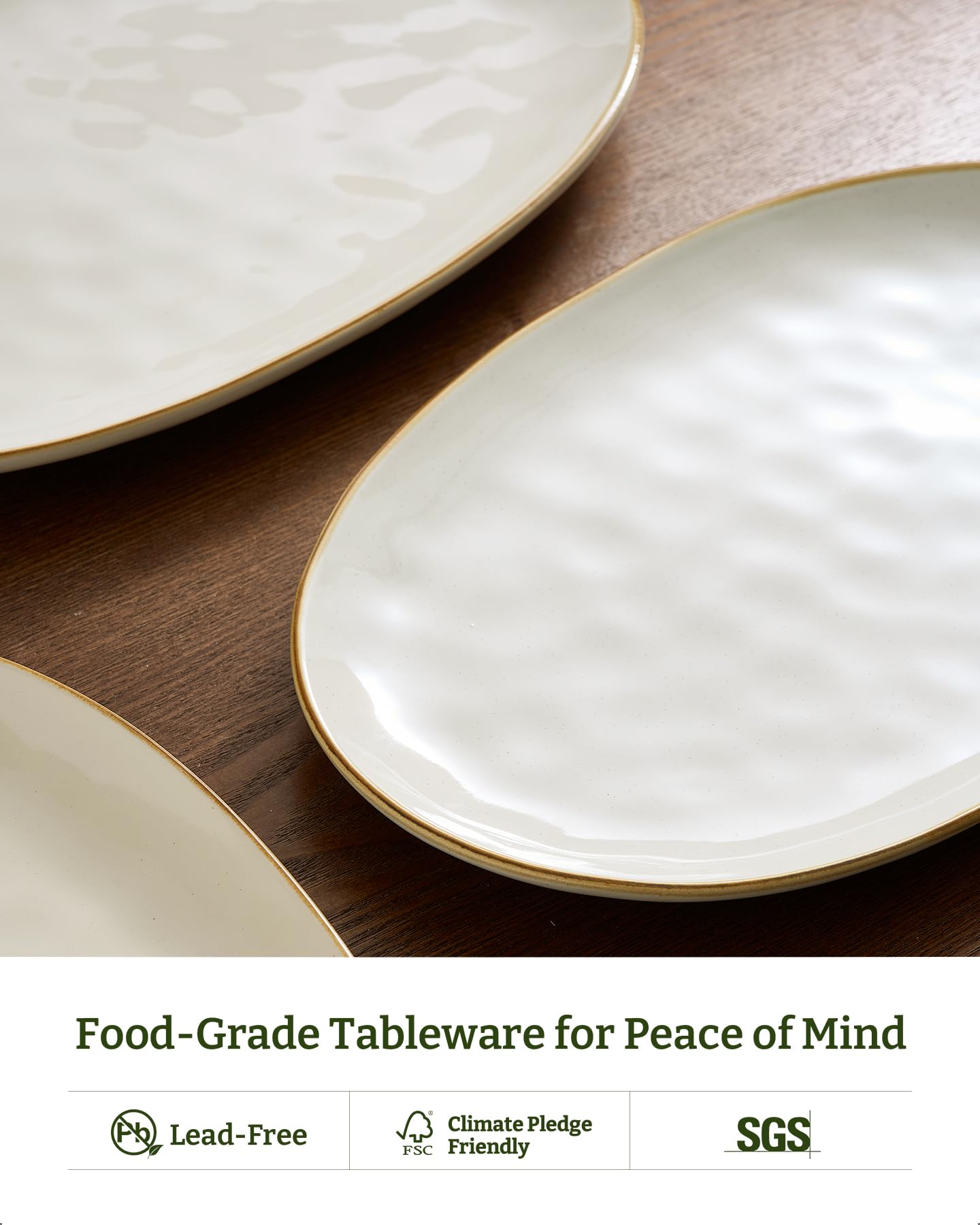 famiware platters next to utensils to show scale and practical serving dimensions