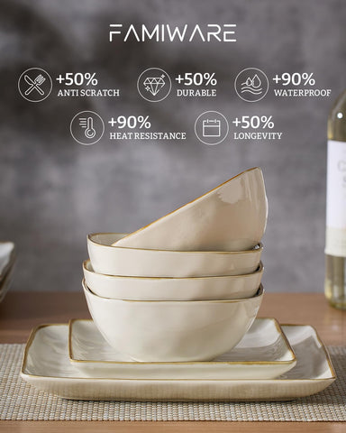 Famiware plate beside fork for scale illustrating actual size and portion fit