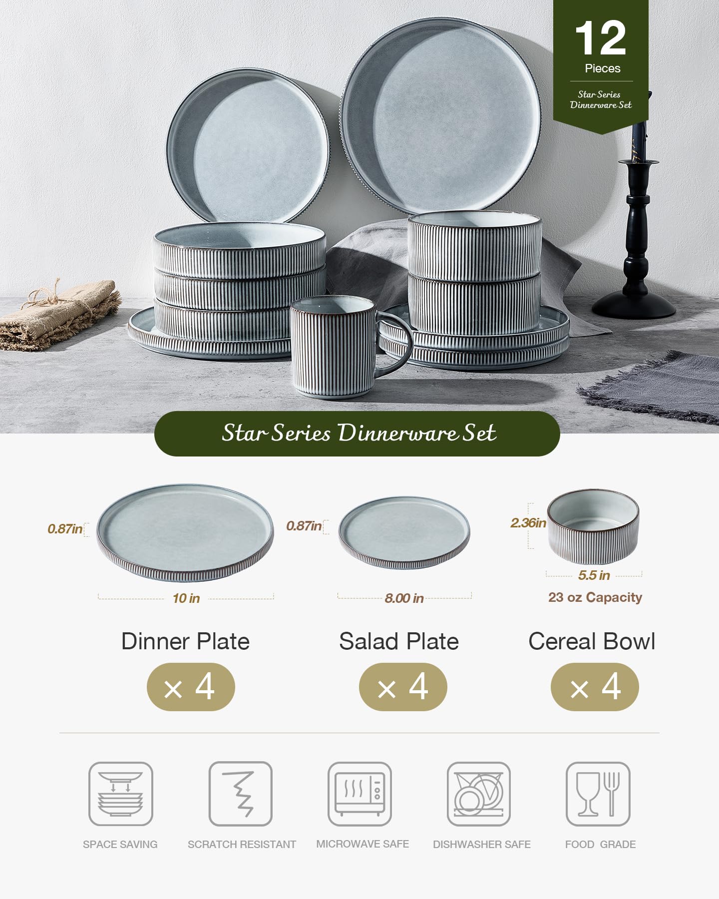 famiware 8-inch salad plate top view showing reactive glaze and visual appeal benefit