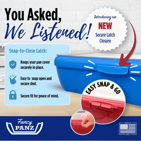 Fancy Panz with clear lid closed protecting food while keeping visibility