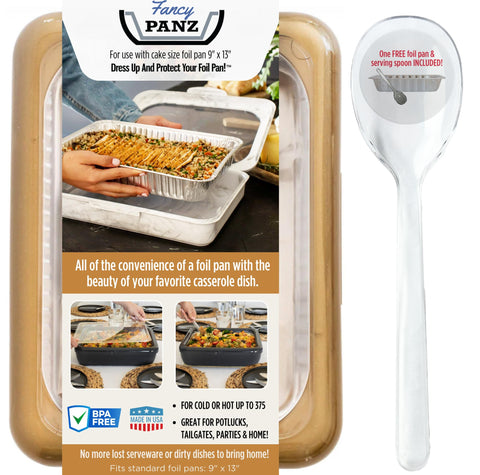 Fancy Panz gold glitter front view shows elegant carrier and polished presentation