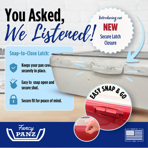 Fancy Panz marble with foil pan insert illustrating secure fit and easy transport