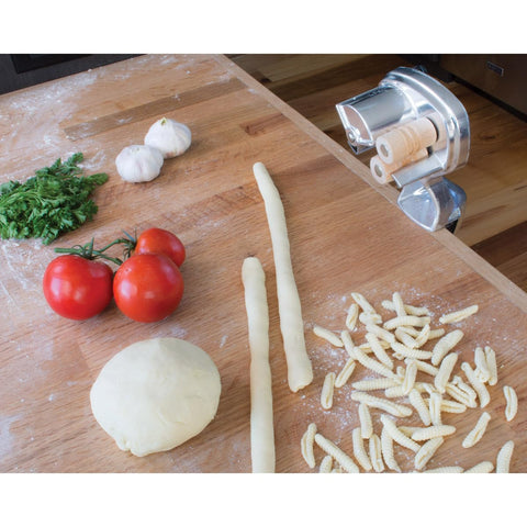 Fante's clamp detail securing machine to countertop for stable, hands-on pasta work