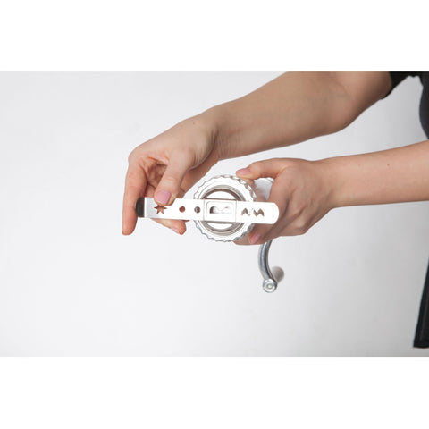 Fante's cookie press handle detail demonstrating smooth turning for consistent extrusion