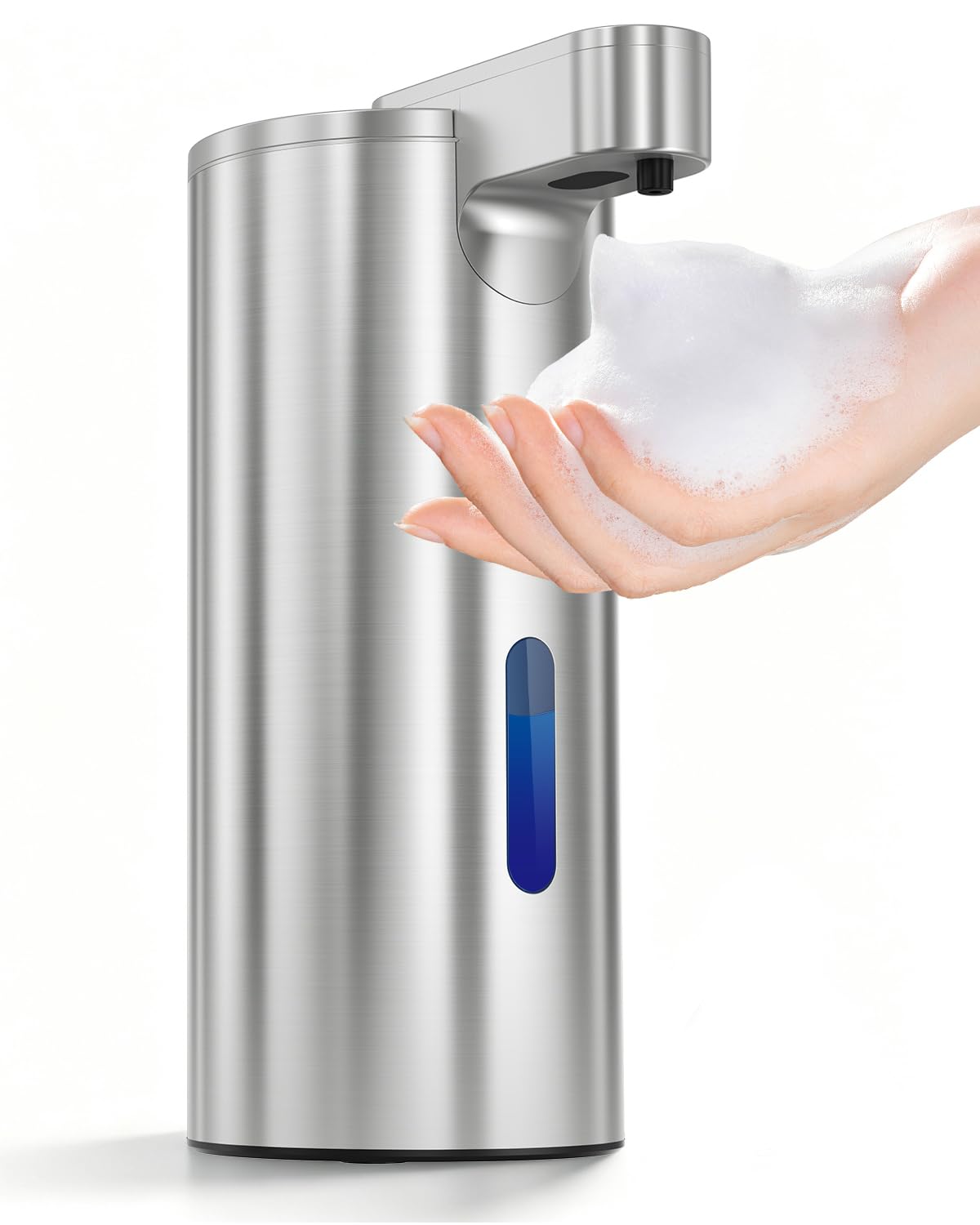 Fantictas stainless steel dispenser front view shows sleek durable design