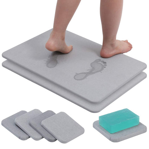 FanWayer stone mat front view showing full grey surface and fast drying benefit