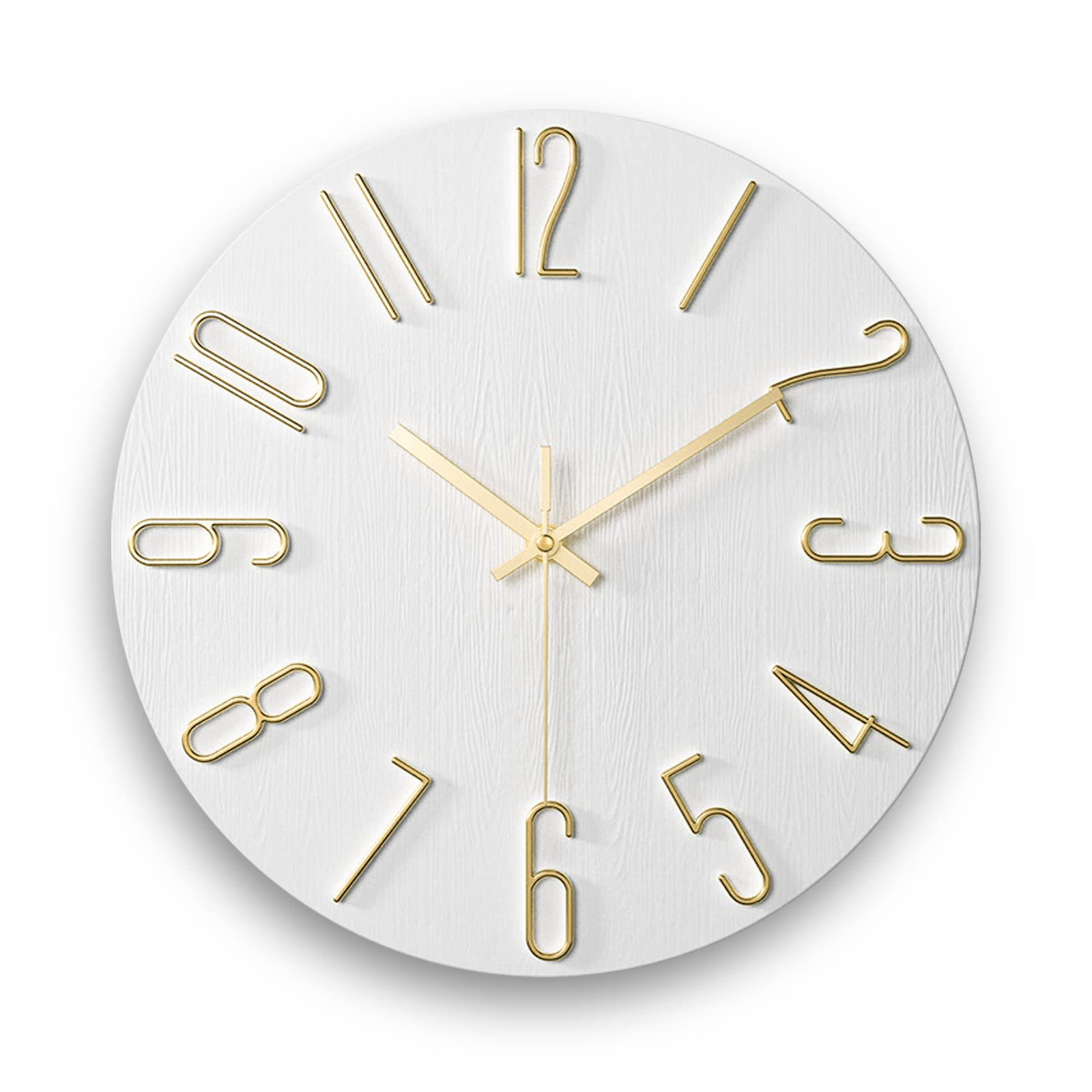 fapugh front view white clock showing clear numbers and modern look