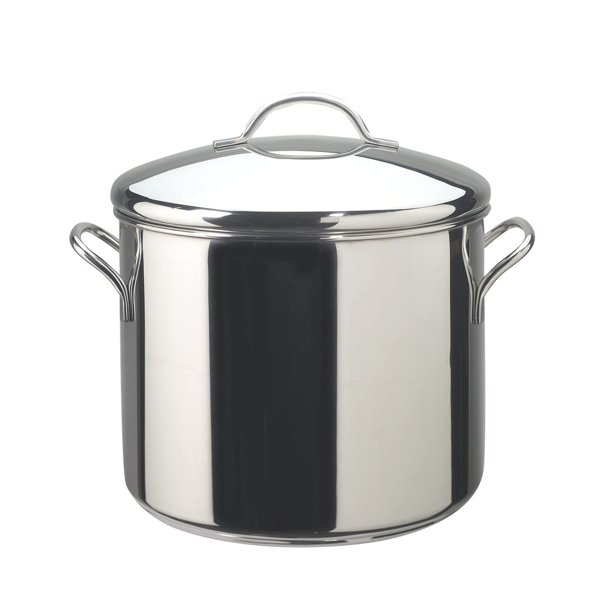 Farberware stock pot front view showing polished finish and roomy capacity