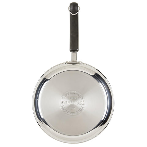 Farberware set in dishwasher rack showing dishwasher-safe construction for easy cleanup
