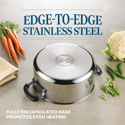 Farberware interior base detail showing encapsulated edge-to-edge base for even heat distribution