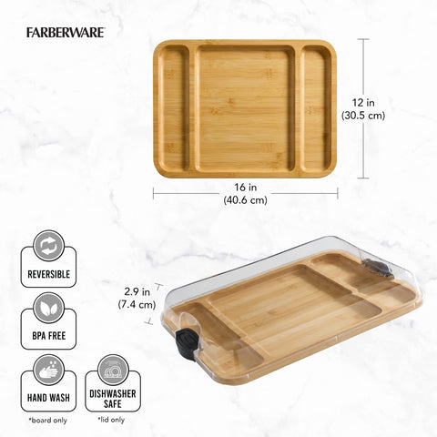 Farberware arranged charcuterie in compartments showing attractive, separated display
