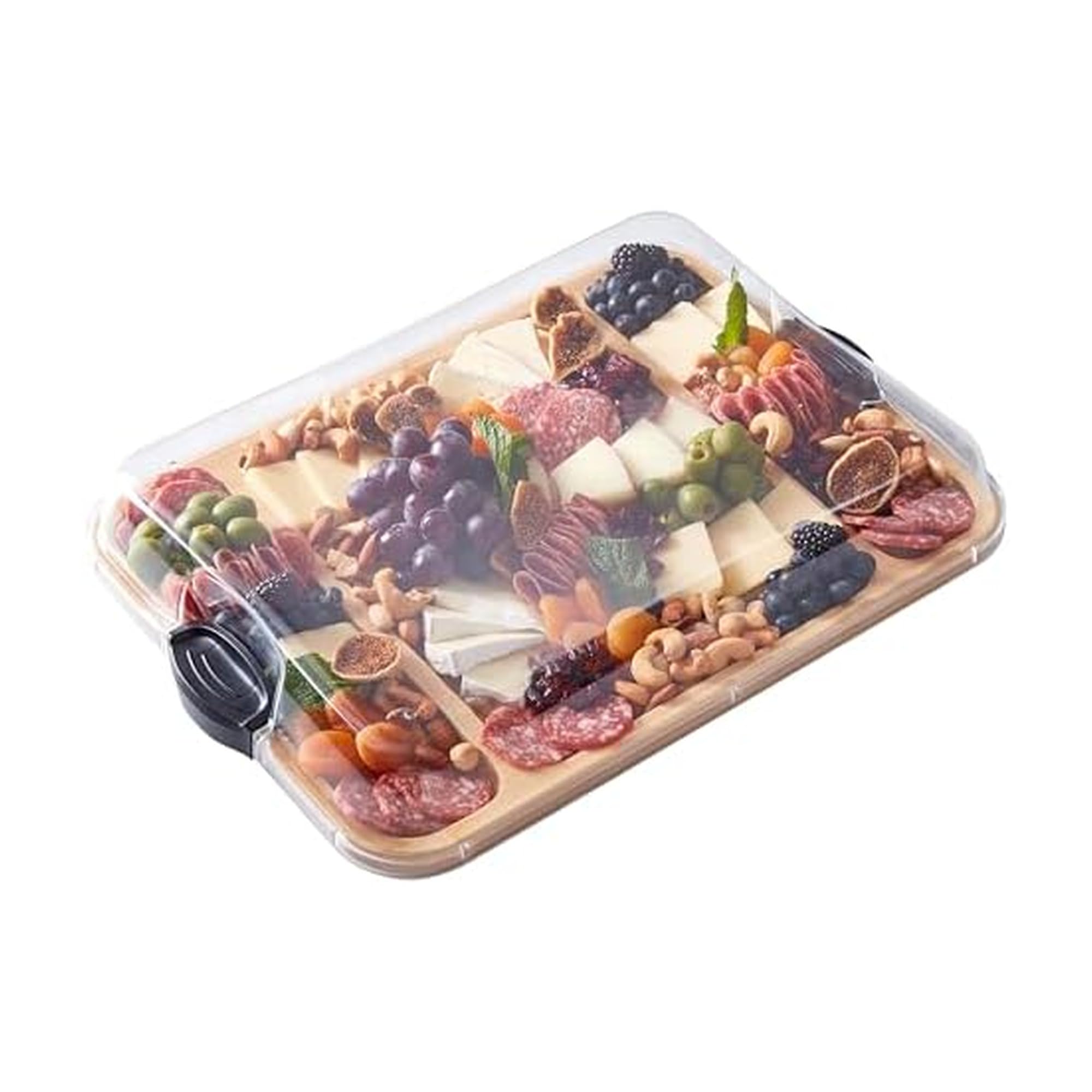 Farberware board front view showing compartments and lid, perfect for portable presentation