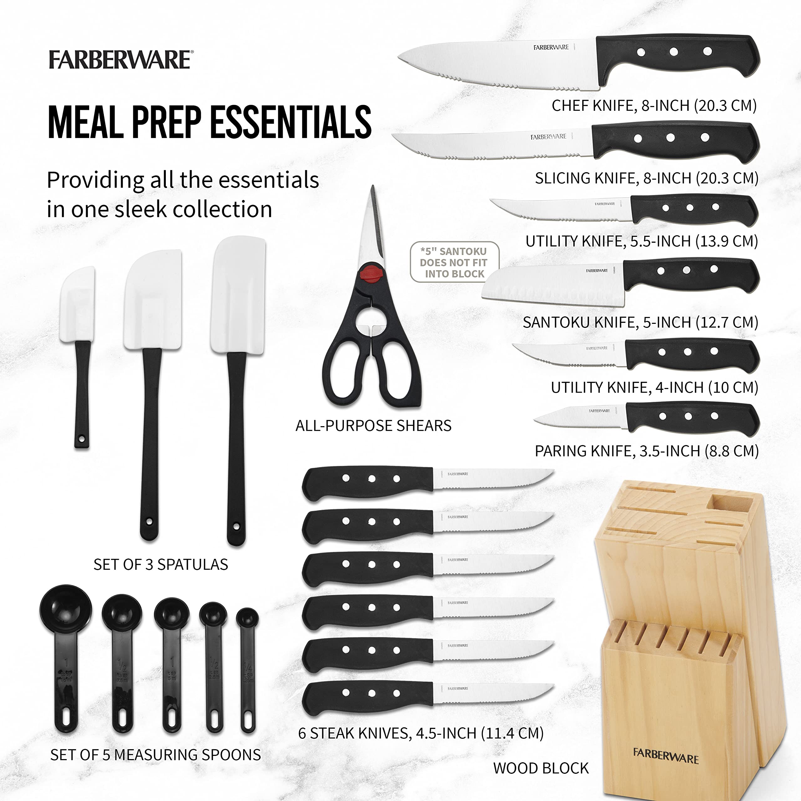 Farberware close-up of chef knife edge highlighting high-carbon stainless steel durability