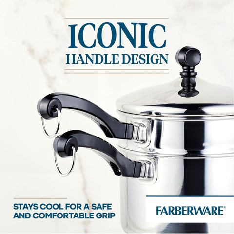Farberware side profile highlighting phenolic handles for safer, comfortable grip