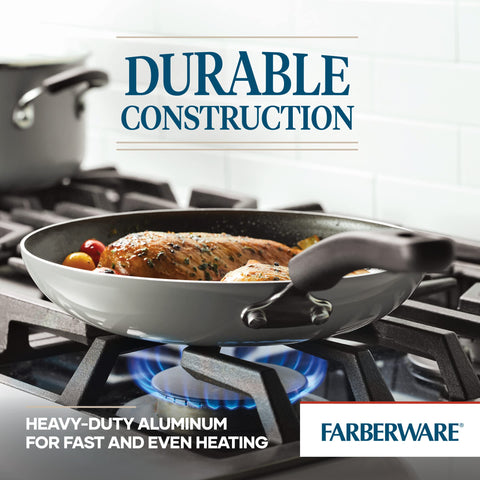 Farberware Cookstart skillet searing steak to show even heating and browning benefit