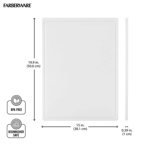 Farberware board on countertop with turkey showing large cutting area