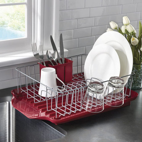 Farberware rack drying pots and pans to show cookware compatibility