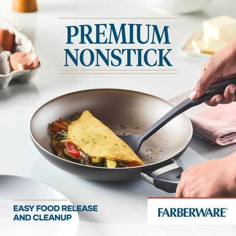 Farberware double-riveted handle close-up demonstrating secure grip and durable construction