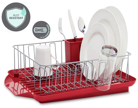 Farberware three-compartment flatware caddy close-up for organized utensil drying