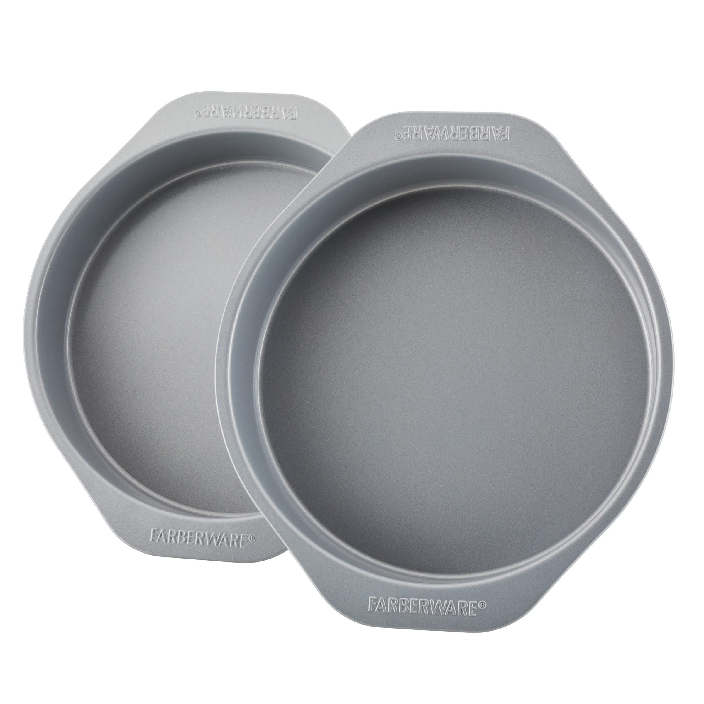 Farberware front packaging showing two 8-inch GOLDEN BAKE pans and benefits