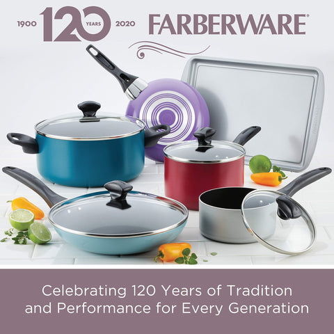 Farberware 10-inch frying pan searing steak illustrating high-heat performance and browning benefit