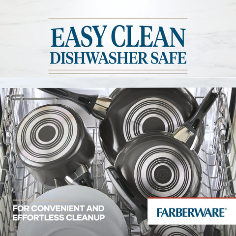 Farberware shatter-resistant glass lid close detail showing clear view to monitor cooking without heat loss