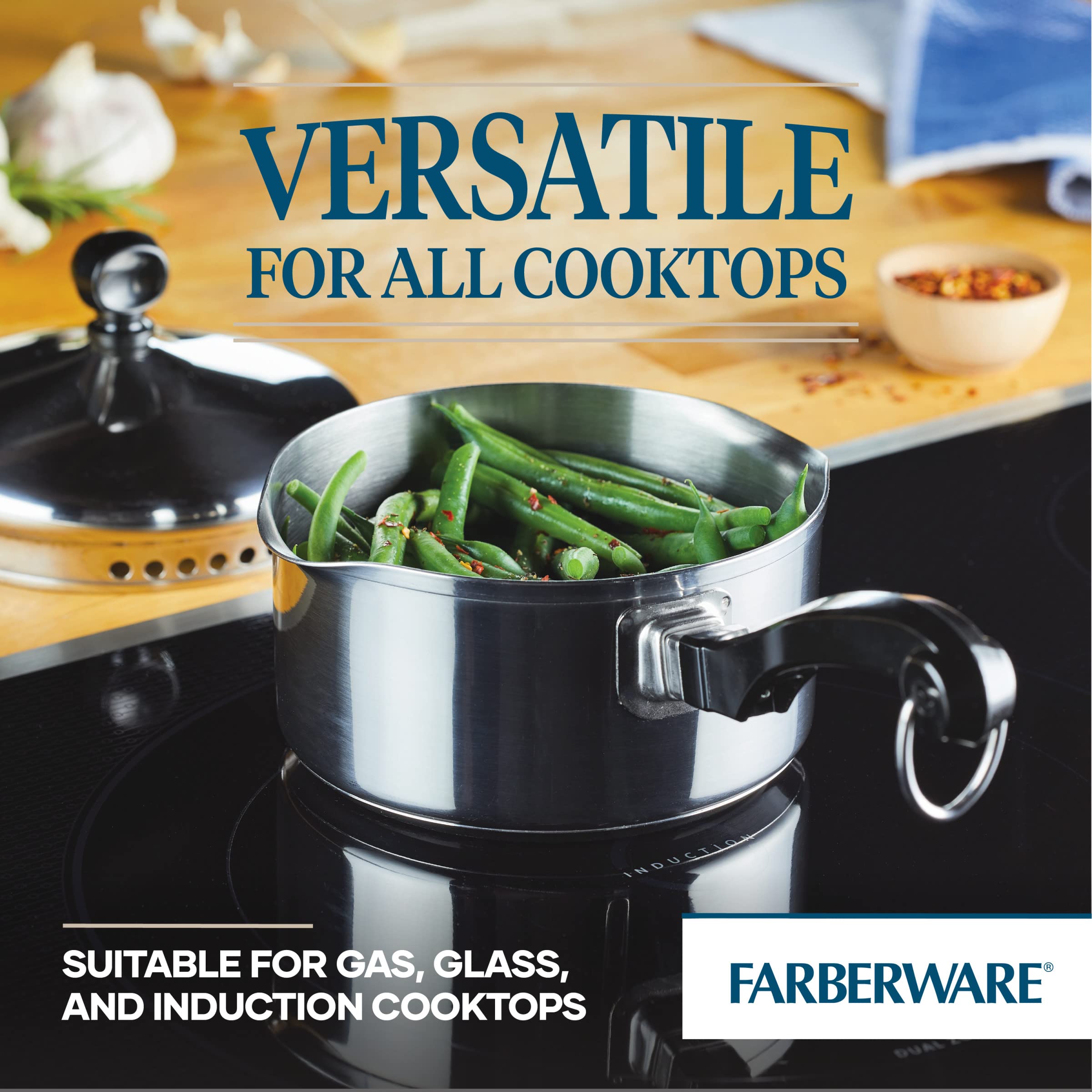 Farberware pouring from saucepan pour spout into bowl with controlled flow and fewer drips