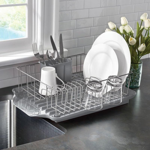 Farberware removable draining board channeling water away to keep counters dry