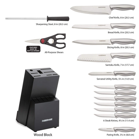Farberware Santoku slicing vegetables showing thin precise cuts and control
