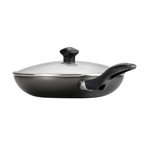 Farberware two saucepans stacked to show nesting and compact storage convenience