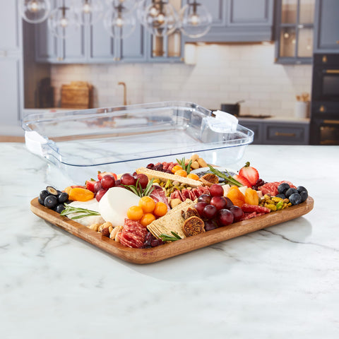 Farberware charcuterie spread on board in a dining setting creating an inviting presentation