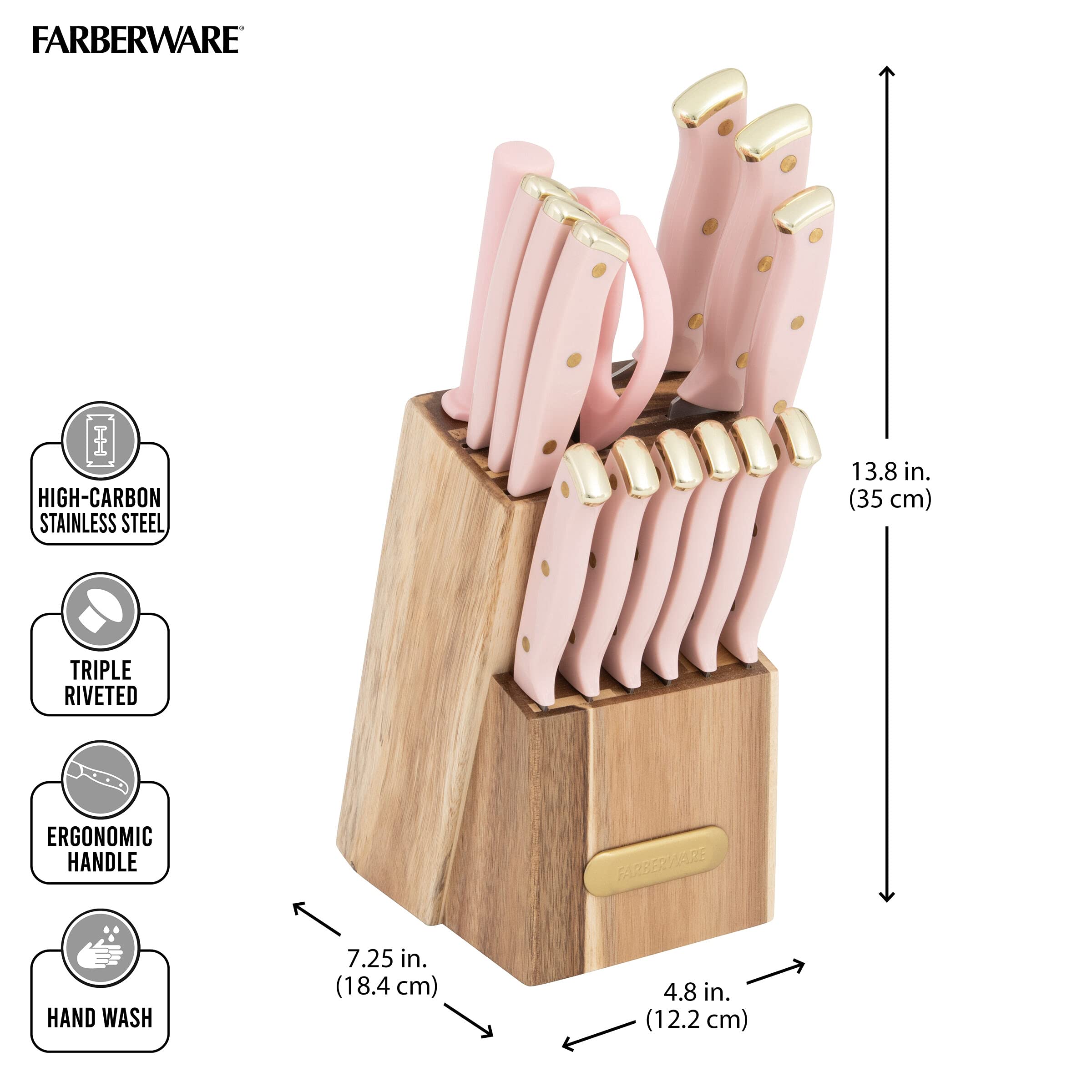 Farberware kitchen shears and sharpening steel positioned to show prep versatility and maintenance