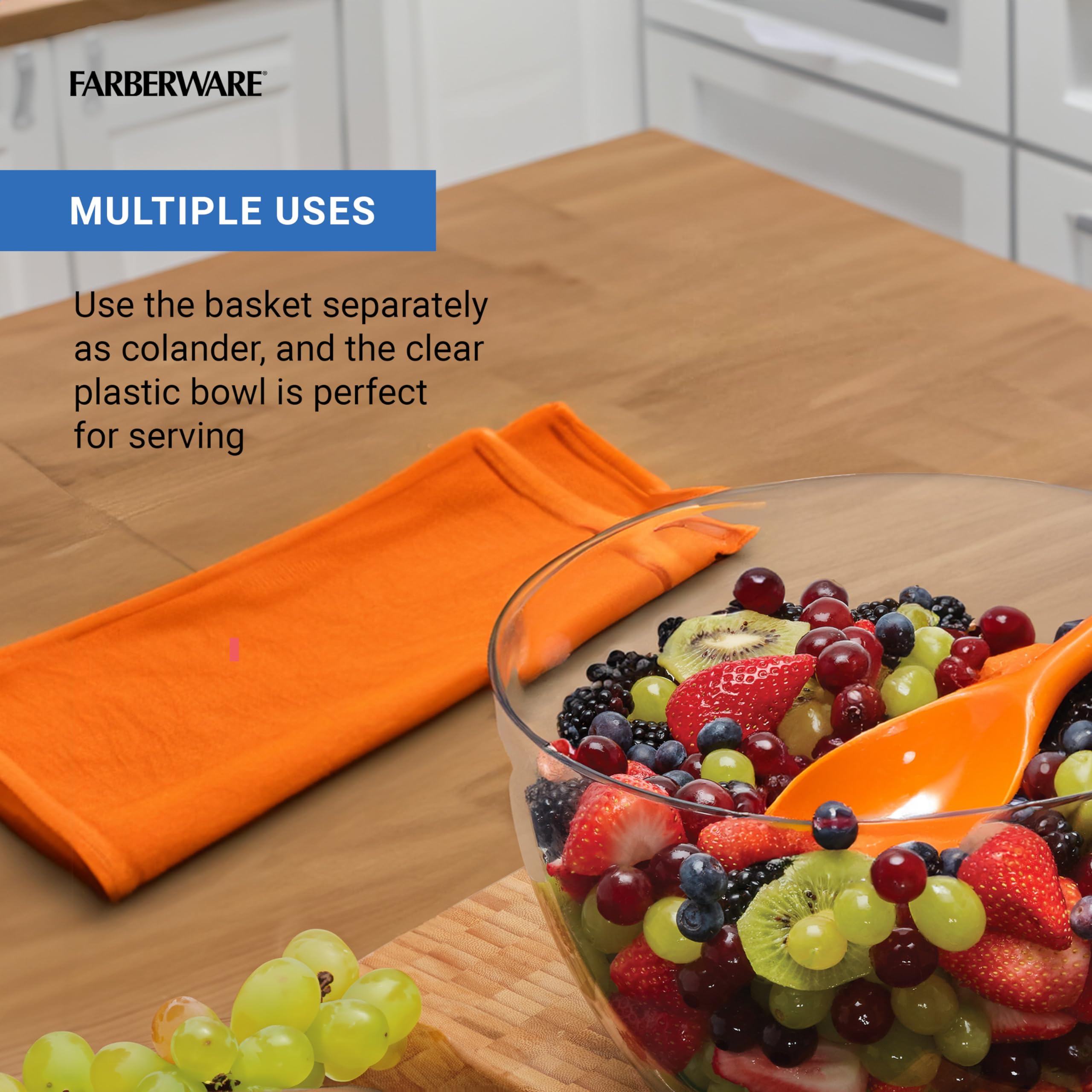 Farberware next to common kitchen items showing compact 6.6 quart capacity