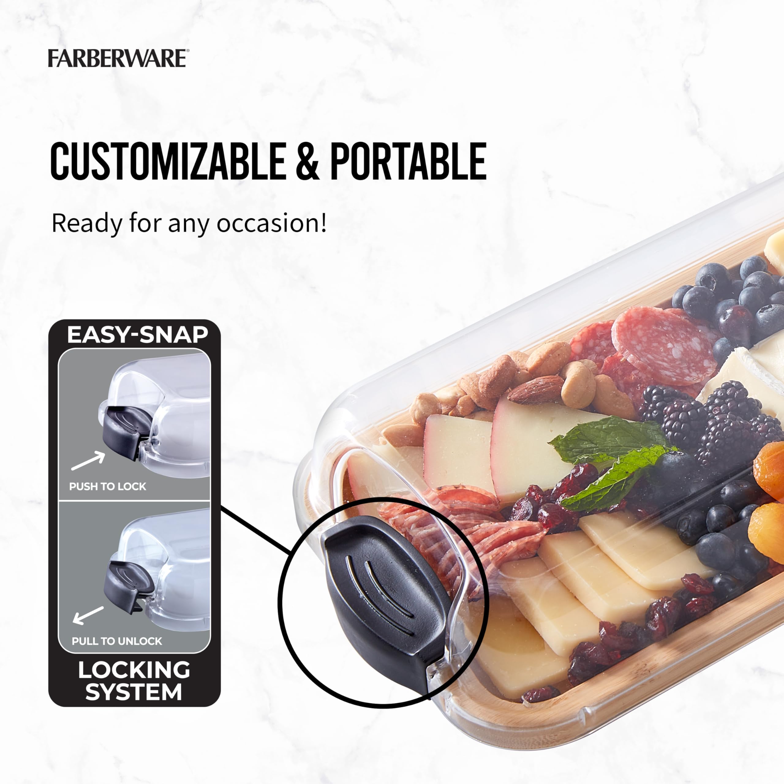 Farberware board shown with hand for size and scale convenience