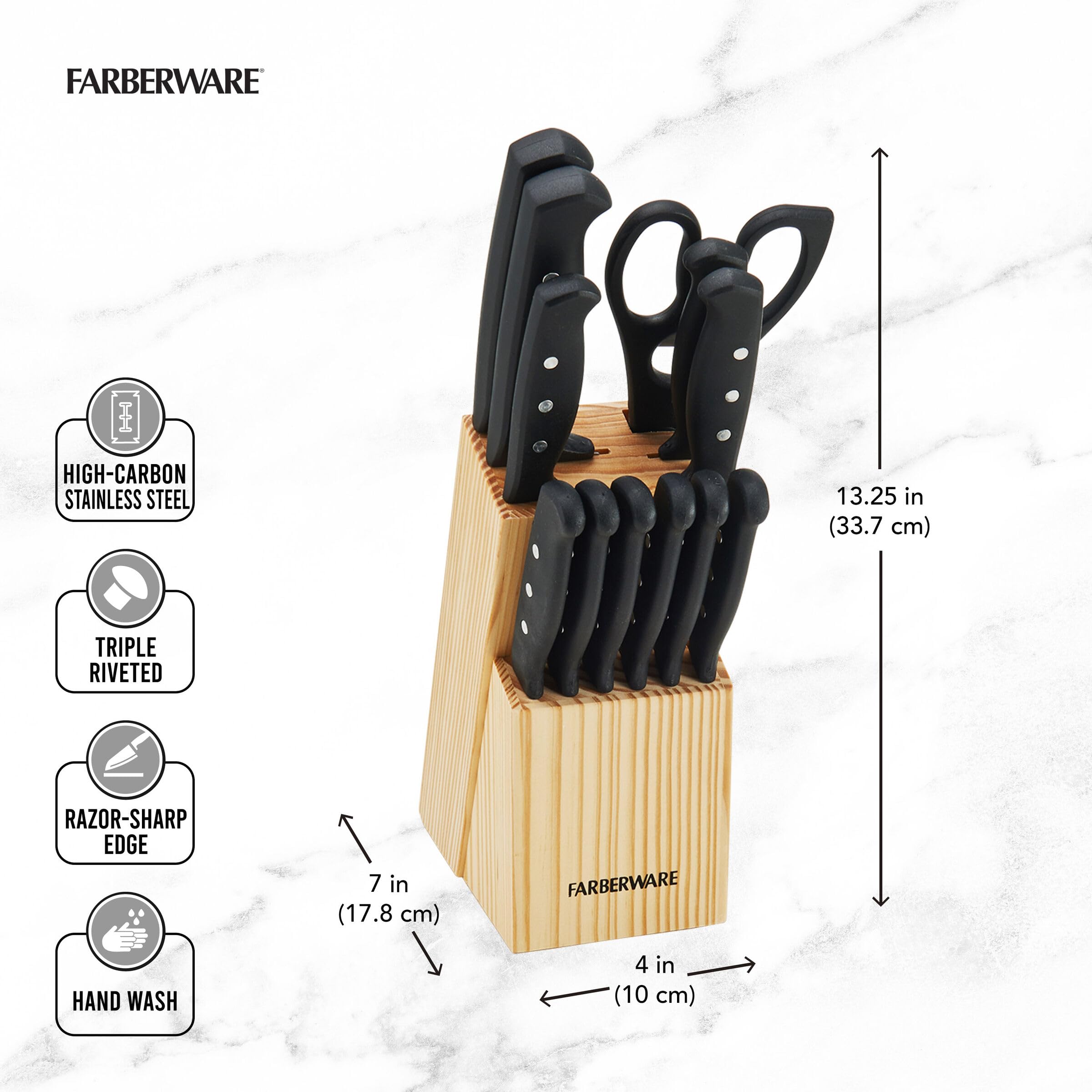 Farberware six steak knives plated to demonstrate polished table service and clean cuts
