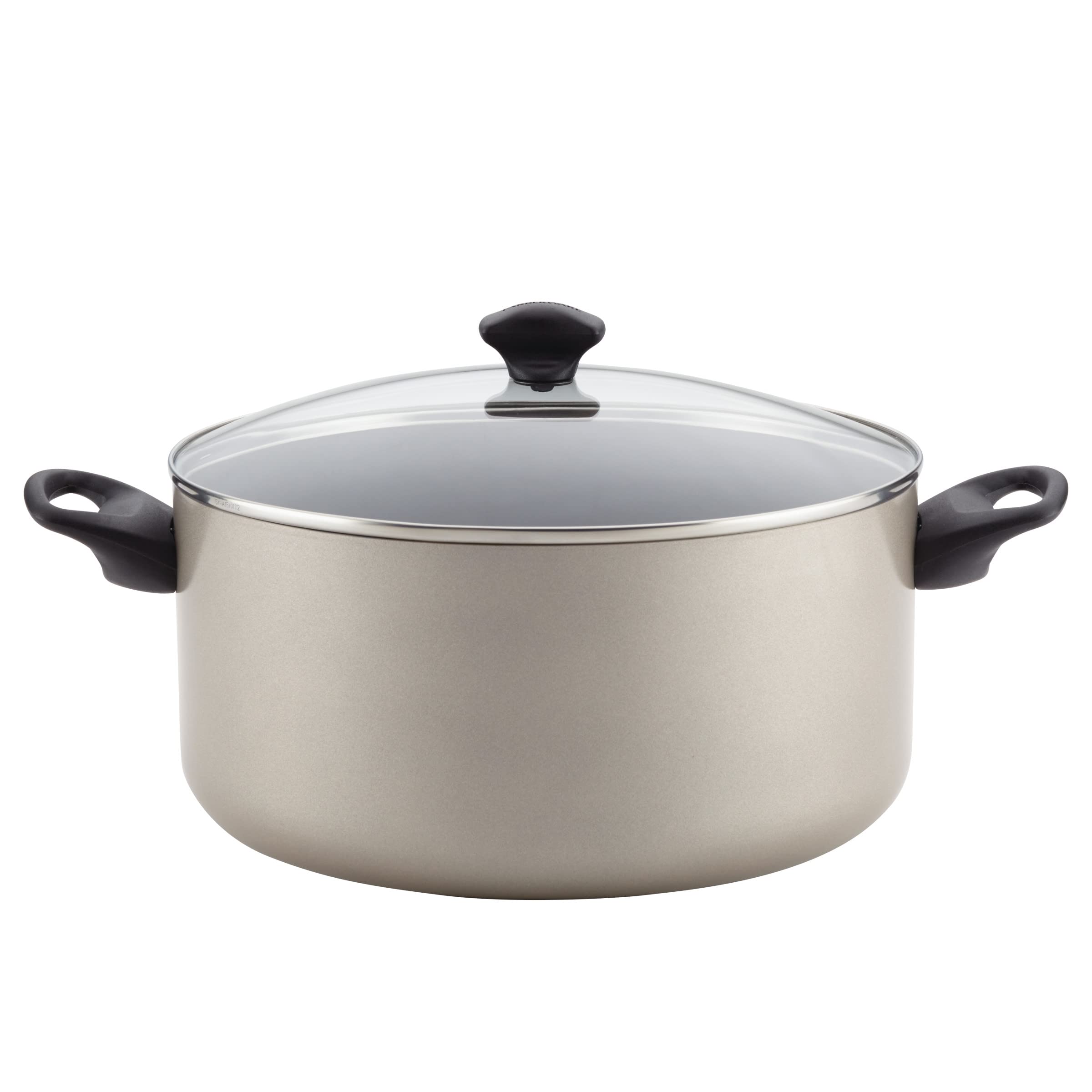 Farberware stockpot front view in champagne silver showing durable construction and large capacity