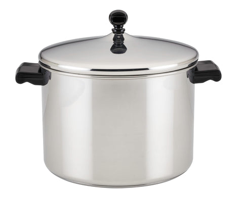 Farberware front view of 8-quart stock pot showing size and classic finish for large meals