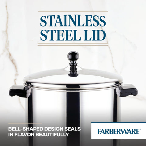 Farberware pot in oven conveying oven-safe use up to 350°F for finishing dishes
