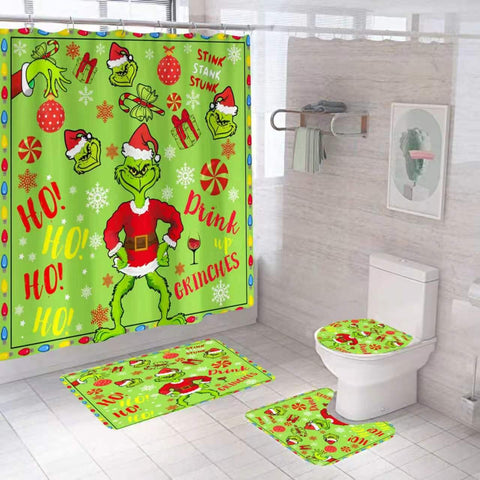 FASIBULEI front view of full shower curtain set showing festive benefit
