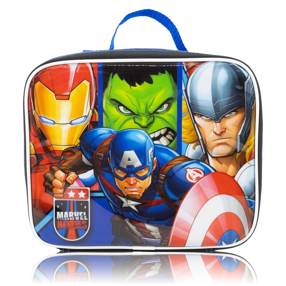 Fast Forward front view showing Avengers artwork and durable carry handle for bold style