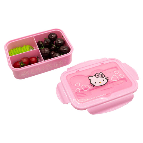 Fast Forward Hello Kitty spoon and fork neatly stored with the lunch box for convenience
