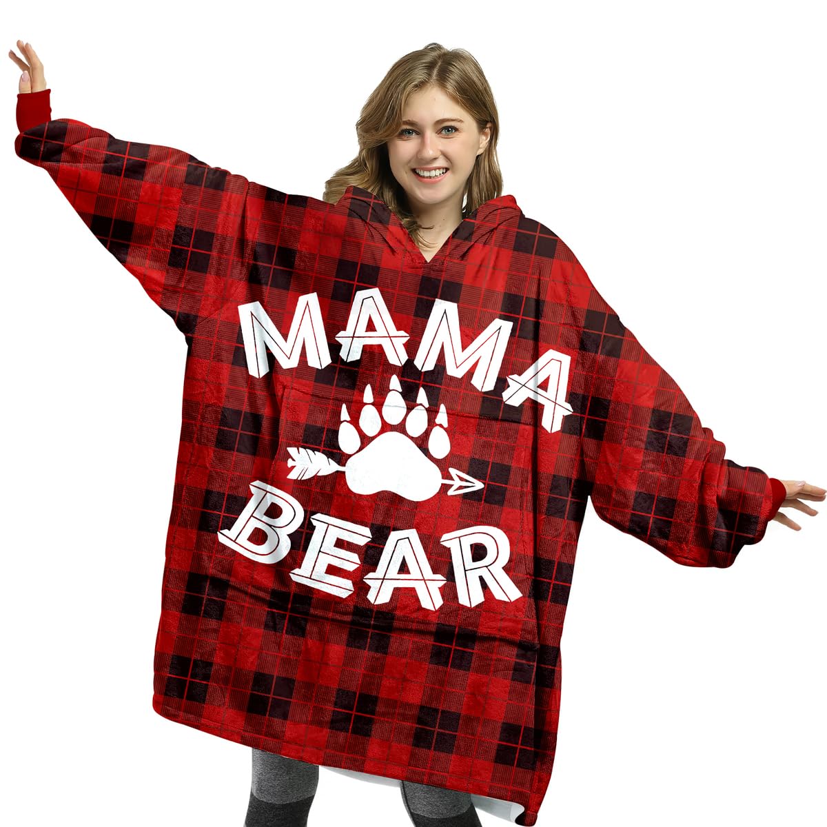 Fastpeace front view buffalo plaid hoodie showing oversized cozy fit and classic style